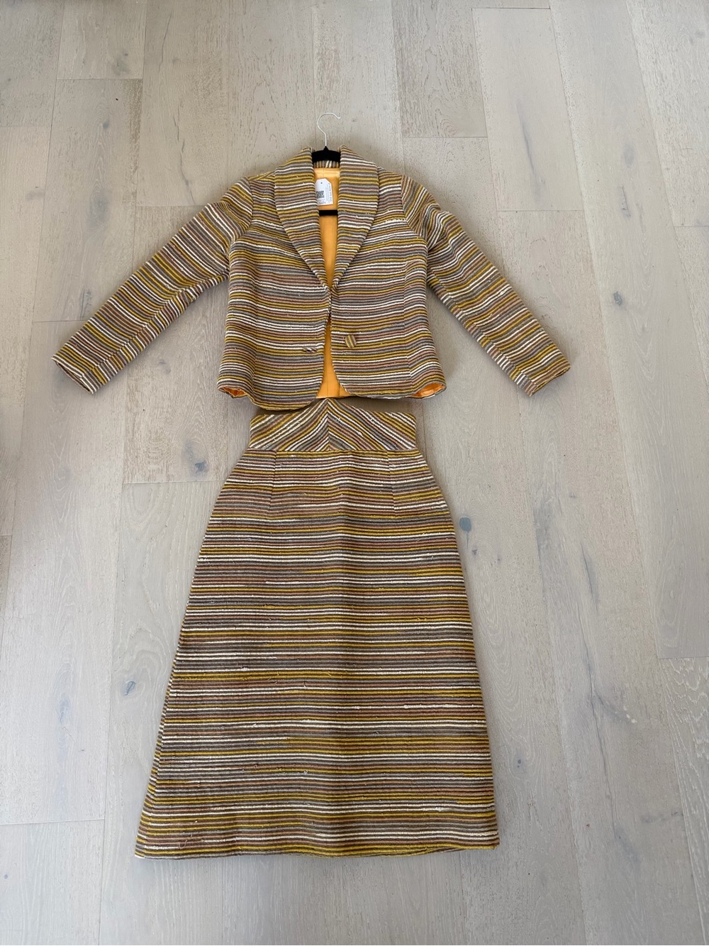 Vintage 1970s skirt blazer set handmade